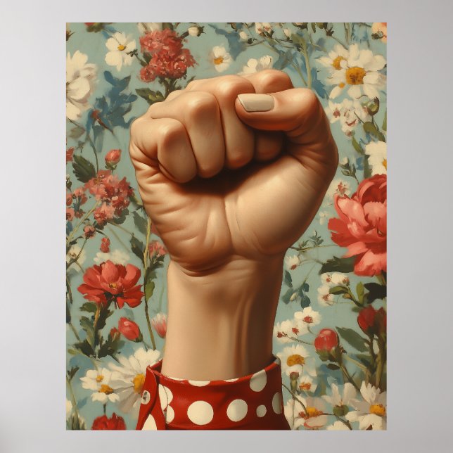  Bold Fist Floral Background Poster (Front)