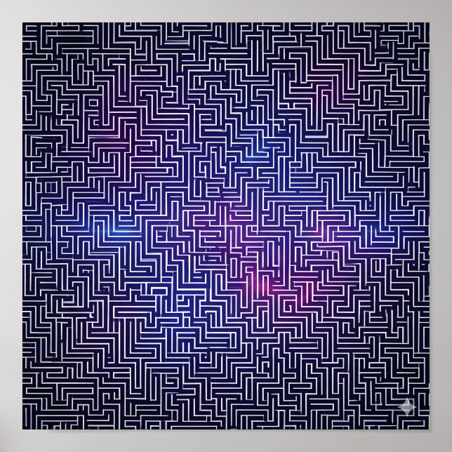 Bold Flat Color Pattern: Laser Grid Pop Art Poster (Front)