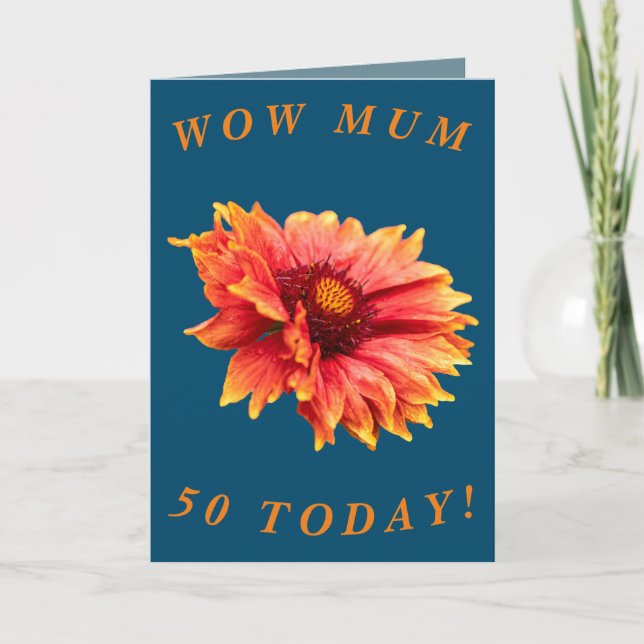 Bold Floral 50th Birthday Card for Mum (Front)