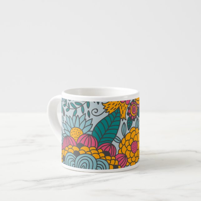 Bold Floral and Vines Espresso Cup (Front Left)