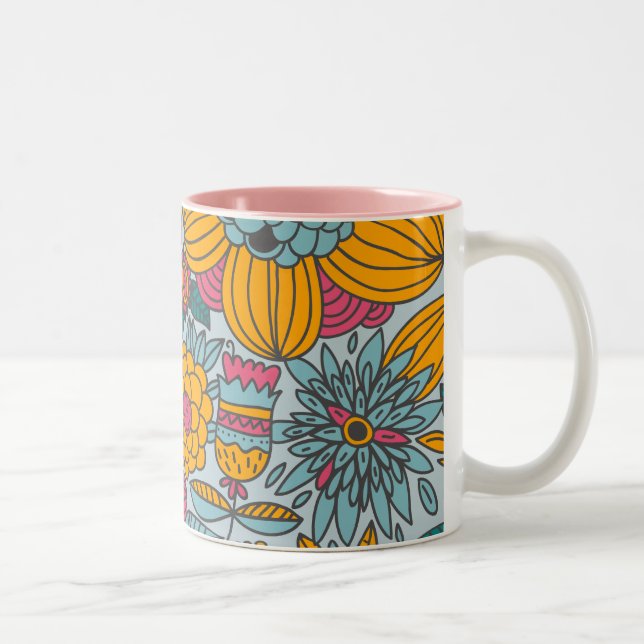 Bold Floral and Vines Two-Tone Coffee Mug (Right)