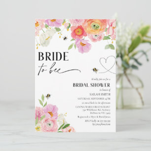 Bold Floral Bee Bride To Bee Bridal Shower  Invitation