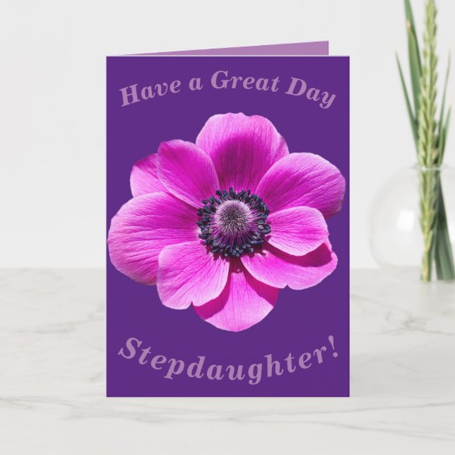 Bold Floral Birthday Card for Stepdaughter (Front)