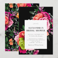 Bold Floral | Black and Magenta Pink Bridal Shower