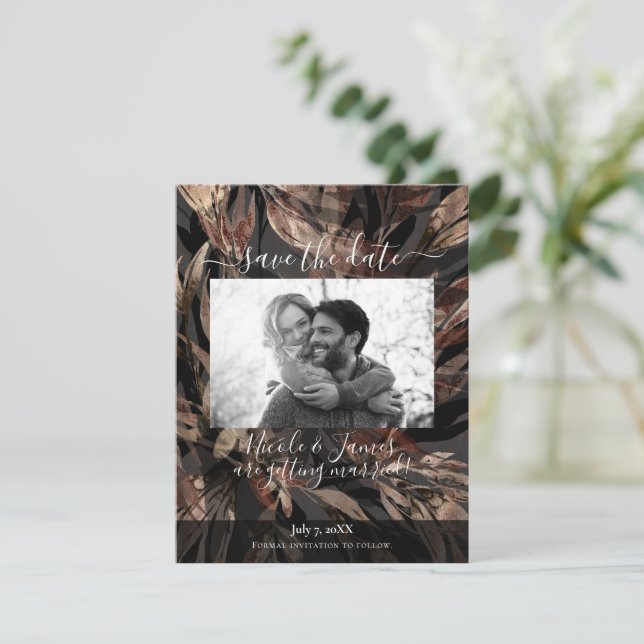 Bold Floral Botanical Wedding Save the Date   Invitation (Standing Front)