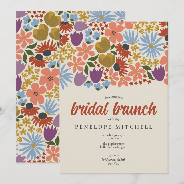 Bold Floral Bridal Brunch Shower  Invitation (Front/Back)