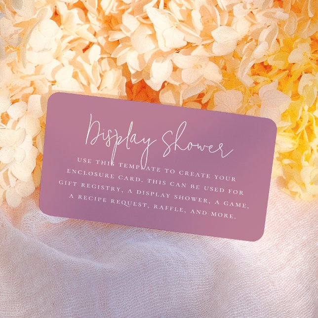 Bold Floral Calligraphy Purple Bridal Shower Enclosure Card (Creator Uploaded)
