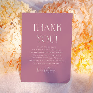 Bold Floral Calligraphy Purple Bridal Shower Thank You Card