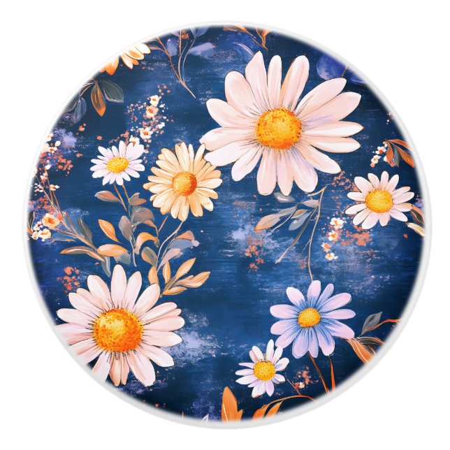 Bold Floral Ceramic Knob (Front)