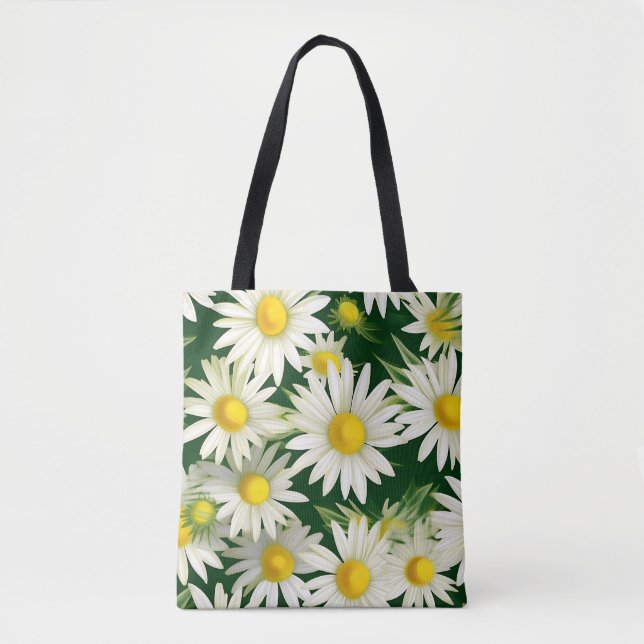 Bold Floral Daisies Pattern Tote Bag (Front)