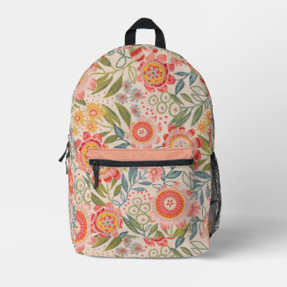 Bold Floral Design Printed Backpack