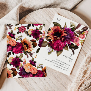 Bold Floral Dramatic and Elegant Wedding Invitation