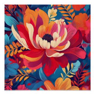 Bold Floral Explosion – Colourful Nature Art Poster