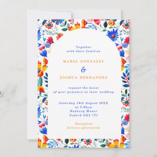 Bold Floral Folk Fiesta Wedding  Invitation