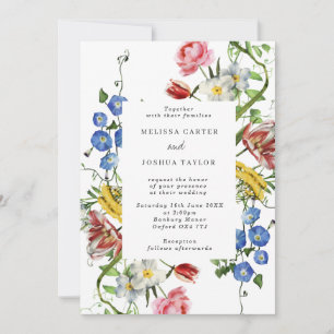 Bold Floral Frame Dutch Flowers Wedding Invitation