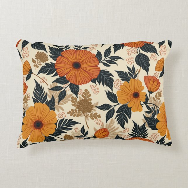 Bold Floral Geometry Brushed Polyester Accent Pill Decorative Cushion (Front)