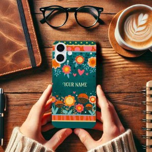 Bold  Floral Hearts Cute Inspirivity Name Case