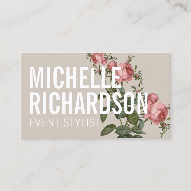 Bold Floral III Event Planner Business Card (Front)