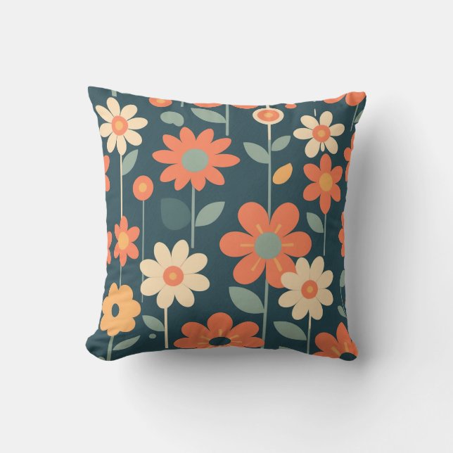 Bold Floral Illustration Design Cushion (Front)