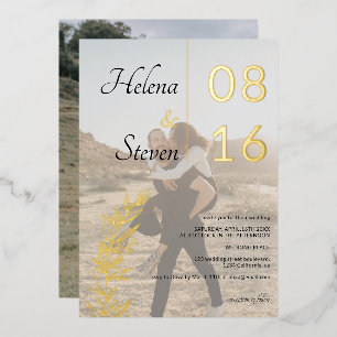 Bold floral names black white 2 photos wedding