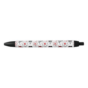 Bold Floral Pattern Delight Black Ink Pen