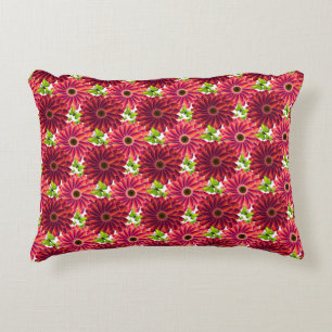 Bold Floral Pattern with Butterflies   Vibrant Red Decorative Cushion