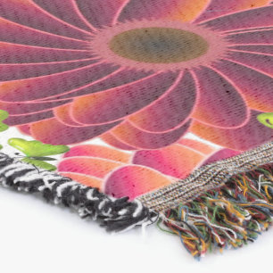 Bold Floral Pattern with Butterflies   Vibrant Red Throw Blanket