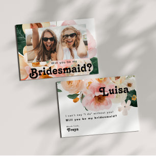 Bold Floral   Photo Bridesmaid Proposal Card