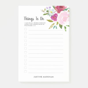 Bold Floral Scripture Personalised To Do List Post-it Notes