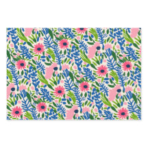 Bold Floral Square Bow Pattern Maximalist Colourfu