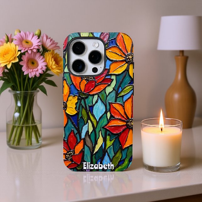 Bold Floral Stained Glass Quartet Case-Mate iPhone Case (Creator Uploaded)