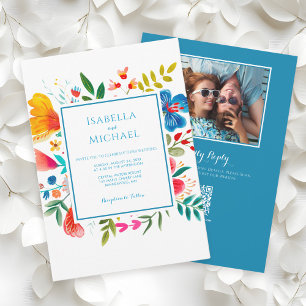 Bold Floral Watercolor Wedding Invitation