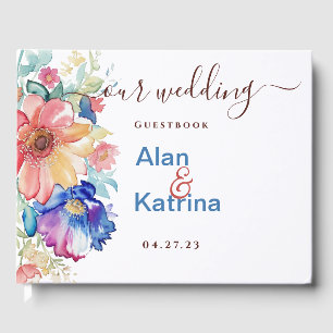 Bold Floral Wedding Guest Book