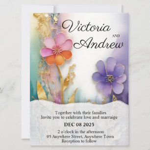Bold Floral Wedding Invitation