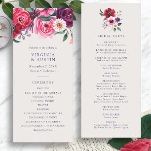 Bold Floral Wedding Program Programme