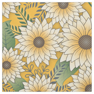 Bold Floral Yellow Sunny Sunflower Garden Fabric