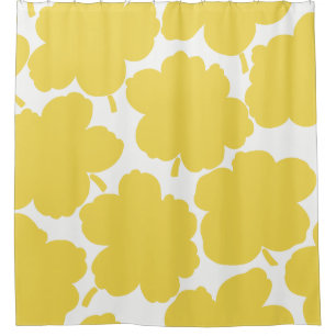 Bold Florals Monochrome Vibrant Yellow Shower Curtain
