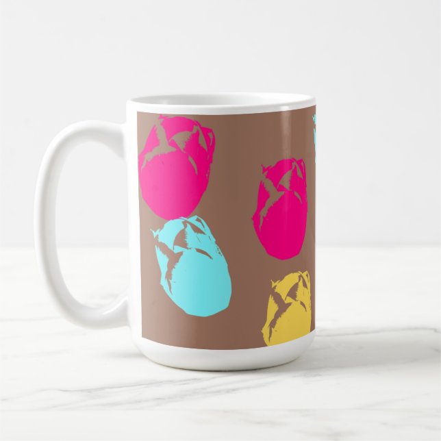 Bold Florals on Mocha Mousse Background Coffee Mug (Left)