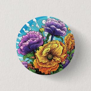 Bold flower card 3 cm round badge