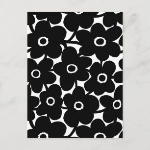 Bold Flowers - Black and White Postcard