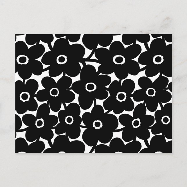 Bold Flowers - Black and White Postcard (Front)