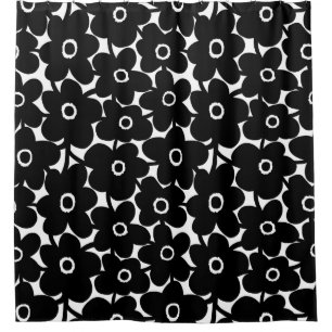 Bold Flowers - Black and White Shower Curtain