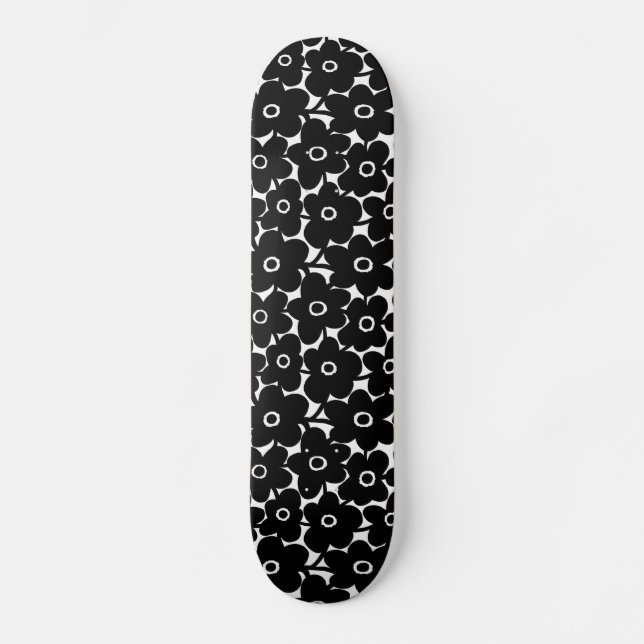 Bold Flowers - Black Skateboard (Front)