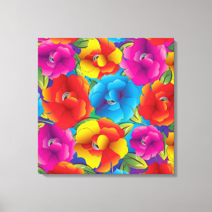 Bold Flowers Wrapped Canvas
