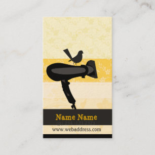 Bold  Flowery Mockingbird Hair Dryer Salon Stylist Appointment Card