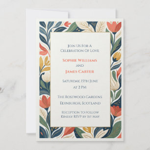 Bold Folk Floral Wedding Invitation