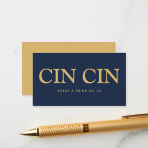 Bold Font "Chin chin" Italian Free Drinks Ticket Enclosure Card