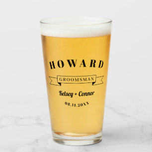 Bold Font Groomsman Wedding Glass
