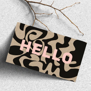 Bold Font Groovy Black Blush Pink Kraft Business Card