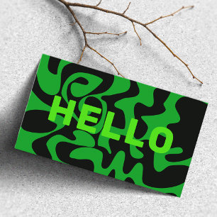 Bold Font Groovy Black Lime Emerald Green Business Card